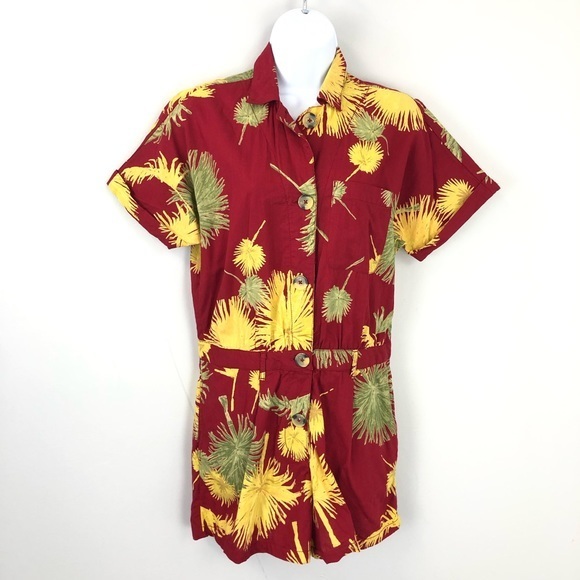 New Free People Malibu Romper Tropical Maroon Small - Picture 4 of 10